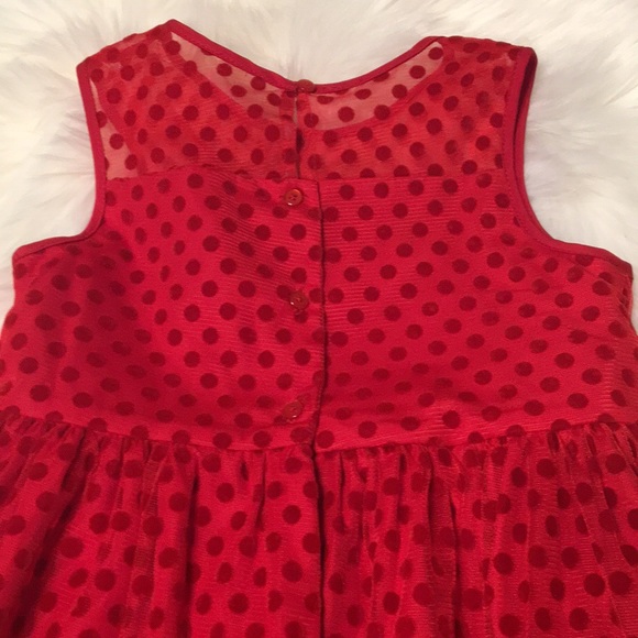 Marmellata Red Polka Dot Sheer Overlay Dress 6X - Picture 6 of 8